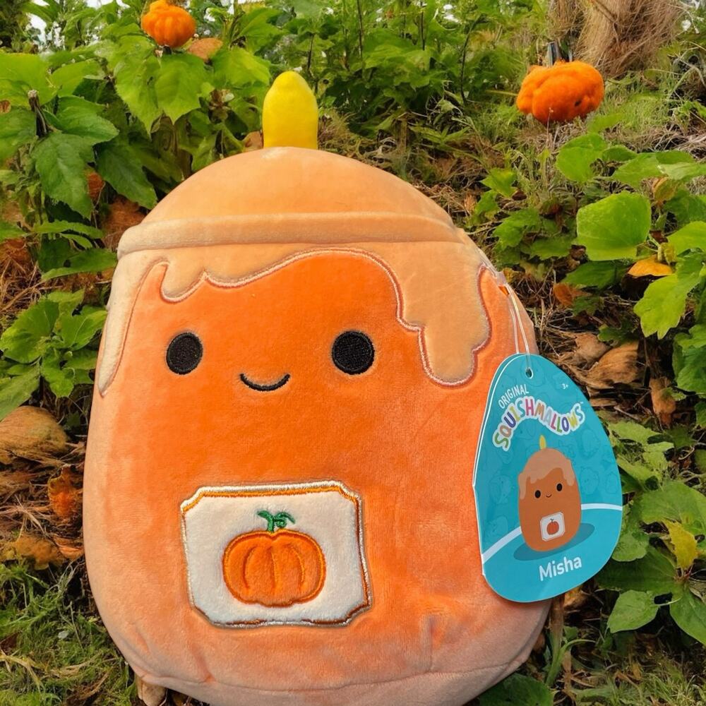 Squishmallows 8" Misha Pumpkin Candle Plush Toy Autumn Fall Halloween Decor NWT